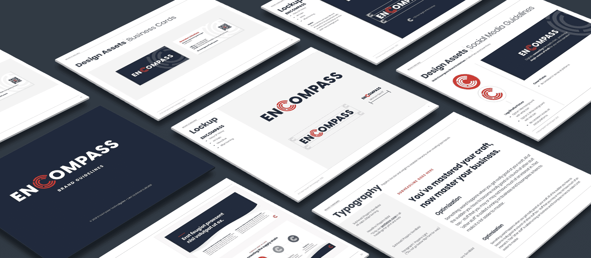 Encompass brand guidelines in a mockup